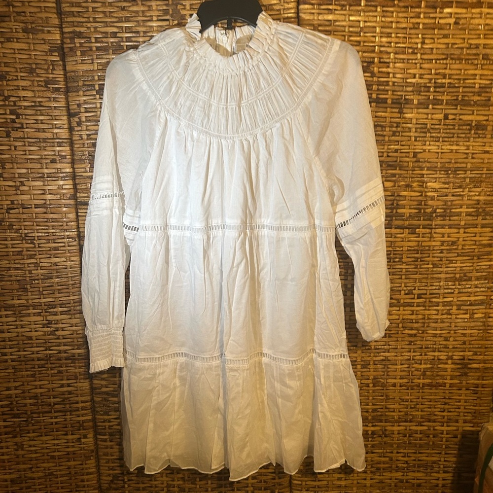 Michael Kors Smocked Cotton Lawn Tiered Dress